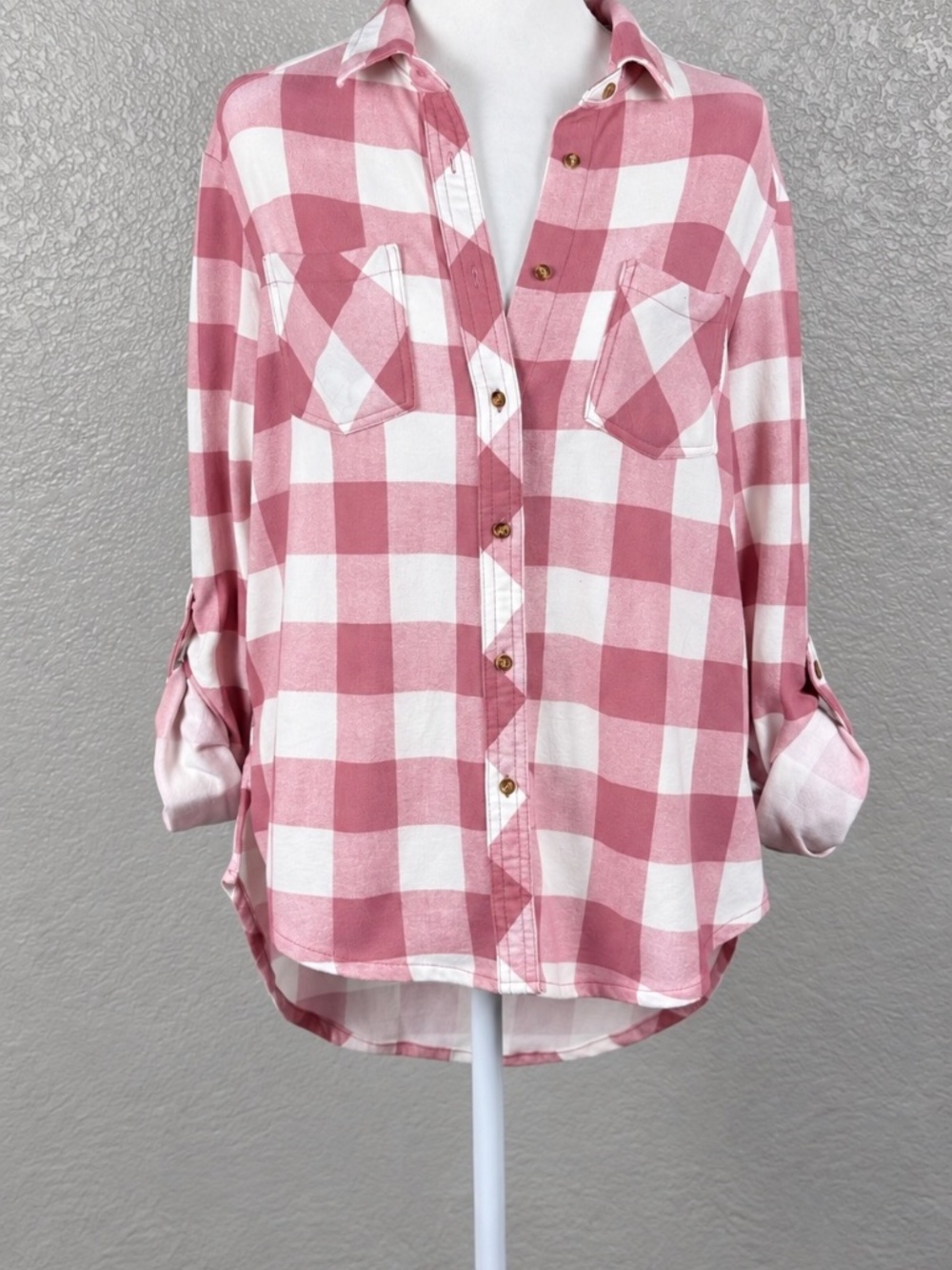 Eden & Olivia Buffalo Plaid Button Down 3/4/Long sleeve button down Flannel Med - Picture 2 of 8
